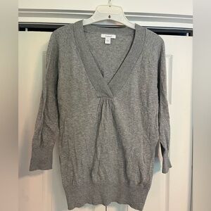 Dressbarn Heather Gray V-Neck Sweater
